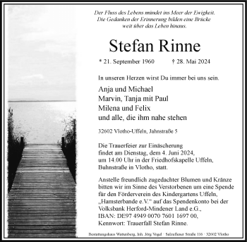 Traueranzeige von Stefan Rinne von Westfalen Blatt