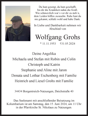 Traueranzeige von Wolfgang Grohs von Westfalen Blatt