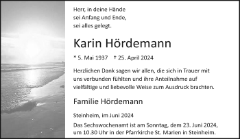 Traueranzeige von Karin Hördemann von Westfalen Blatt