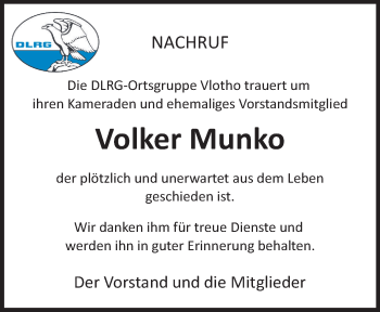 Traueranzeige von Volker Munko von Westfalen Blatt