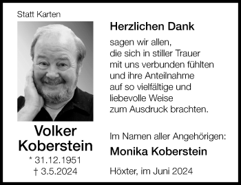 Traueranzeige von Volker Koberstein von Westfalen Blatt