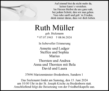 Traueranzeige von Ruth Müller von Westfalen Blatt