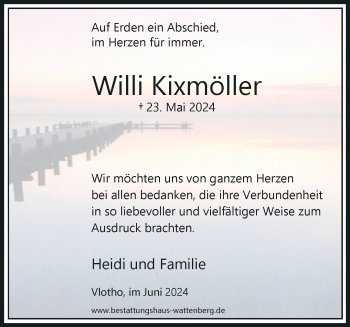 Traueranzeige von Willi Kixmöller von Westfalen Blatt