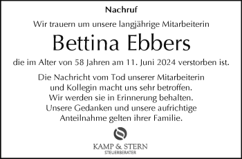 Traueranzeige von Bettina Ebbers von Westfalen Blatt