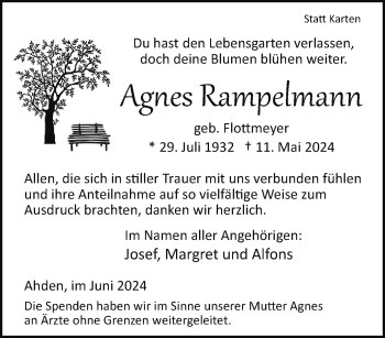 Traueranzeige von Agnes Rampelmann von Westfalen Blatt