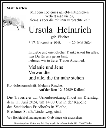 Traueranzeige von Ursula Helmrich von Westfalen Blatt