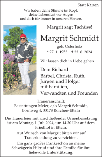 Traueranzeige von Margrit Schmidt von Westfalen Blatt