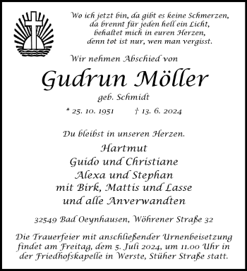 Traueranzeige von Gudrun Möller von Westfalen Blatt