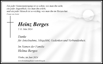 Traueranzeige von Heinz Berges von Westfalen Blatt