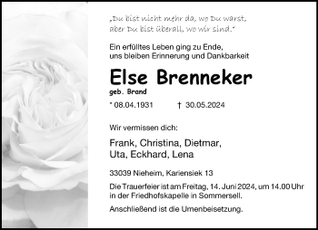 Traueranzeige von Else Brenneker von Westfalen Blatt