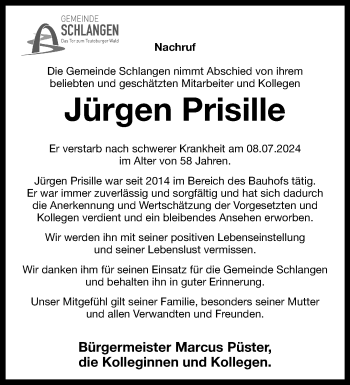 Traueranzeige von Jürgen Prisille von Westfalen Blatt