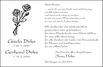 Traueranzeige von Gerhard Dirks von Westfalen Blatt