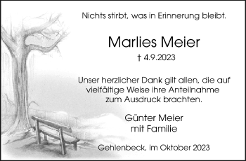 Traueranzeige von Marlies Meier von Westfalen Blatt