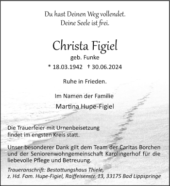 Traueranzeige von Christa Figiel von Westfalen Blatt