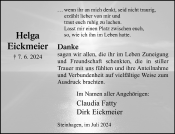 Traueranzeige von Helga Eickmeier von Westfalen Blatt