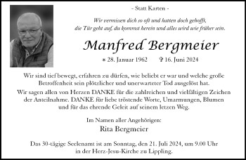 Traueranzeige von Manfred Bergmeier von Westfalen Blatt