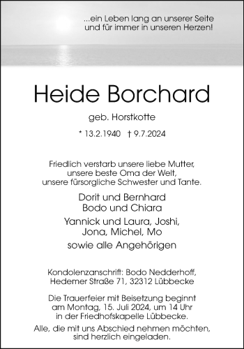 Traueranzeige von Heide Borchard von Westfalen Blatt