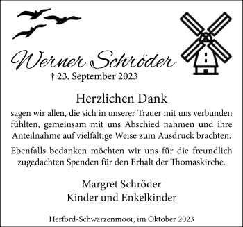 Traueranzeige von Werner Schröder von Westfalen Blatt