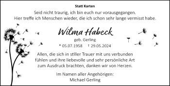 Traueranzeige von Wilma Habeck von Westfalen Blatt