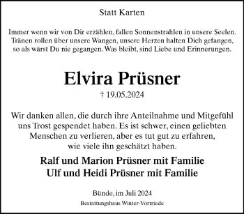 Traueranzeige von Elvira Prüsner von Westfalen Blatt