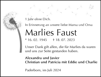 Traueranzeige von Marlies Faust von Westfalen Blatt