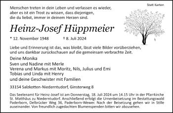 Traueranzeige von Heinz-Josef Hüppmeier von Westfalen Blatt