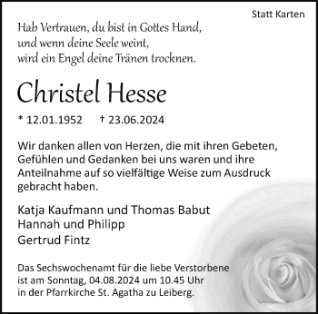 Traueranzeige von Christel Hesse von Westfalen Blatt