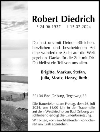 Traueranzeige von Robert Diedrich von Westfalen Blatt