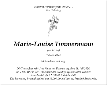 Traueranzeige von Marie-Louise Timmermann von Westfalen Blatt