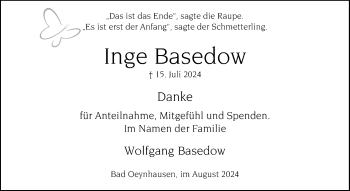 Traueranzeige von Inge Basedow von Westfalen Blatt