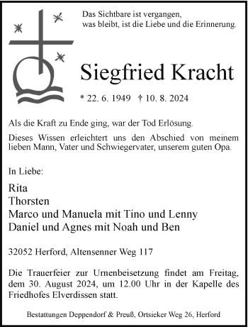 Traueranzeige von Siegfried Kracht von Westfalen Blatt