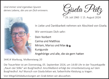 Traueranzeige von Gisela Peitz von Westfalen Blatt