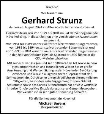 Traueranzeige von Gerhard Strunz von Westfalen Blatt