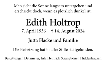 Traueranzeige von Edith Holtrop von Westfalen Blatt