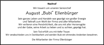 Traueranzeige von August Ellenbürger von Westfalen Blatt