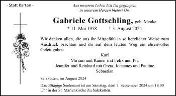 Traueranzeige von Gabriele Gottschling von Westfalen Blatt