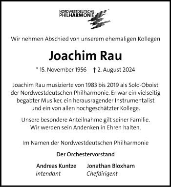 Traueranzeige von Joachim Rau von Westfalen Blatt