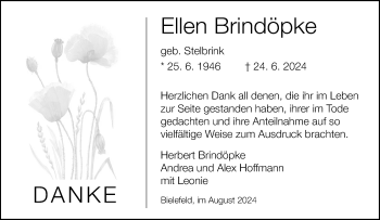 Traueranzeige von Ellen Brindöpke von Westfalen Blatt