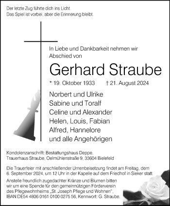 Traueranzeige von Gerhard Straube von Westfalen Blatt