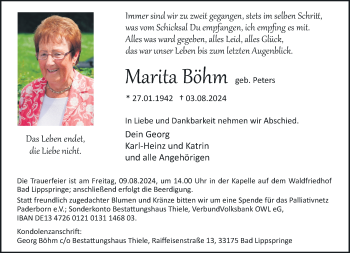 Traueranzeige von Marita Böhm von Westfalen Blatt