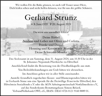 Traueranzeige von Gerhard Strunz von Westfalen Blatt