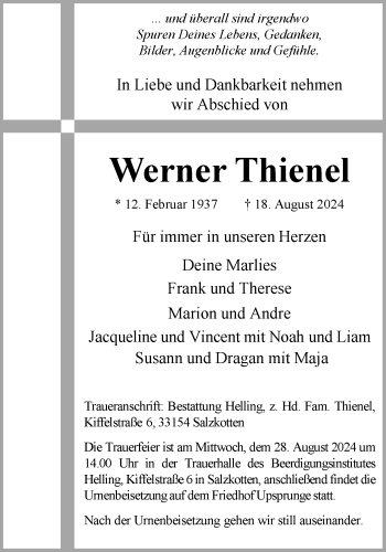 Traueranzeige von Werner Thienel von Westfalen Blatt