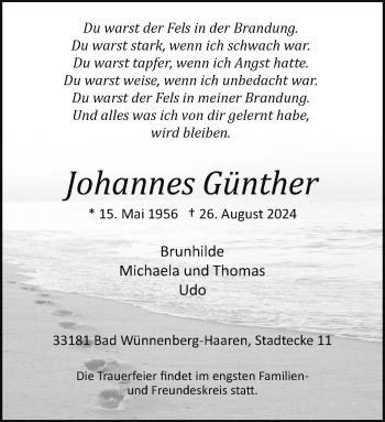 Traueranzeige von Johannes Günther von Westfalen Blatt