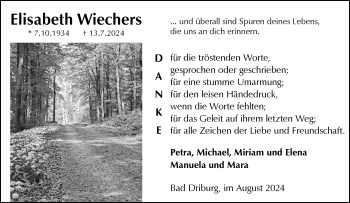 Traueranzeige von Elisabeth Wiechers von Westfalen Blatt