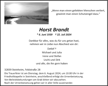 Traueranzeige von Horst Brandt von Westfalen Blatt