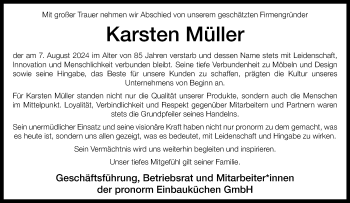 Traueranzeige von Karsten Müller von Westfalen Blatt