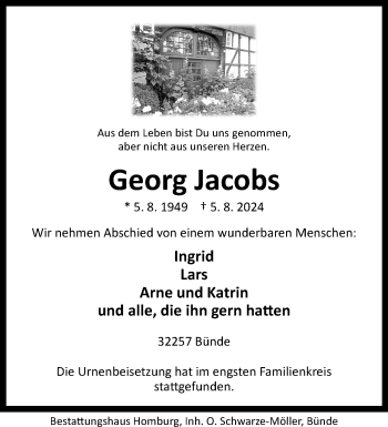 Traueranzeige von Georg Jacobs von Westfalen Blatt