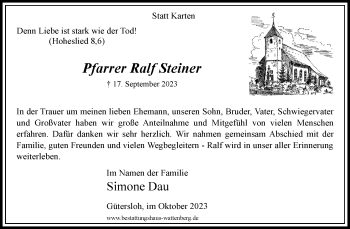 Traueranzeige von Ralf Steiner von Westfalen Blatt