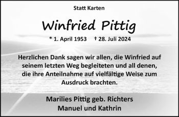 Traueranzeige von Winfried Pittig von Westfalen Blatt