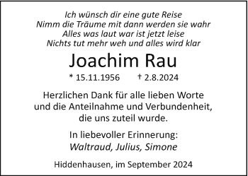 Traueranzeige von Joachim Rau von Westfalen Blatt